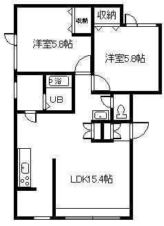 YOUトピア燦燦(2LDK/1階)の間取り写真