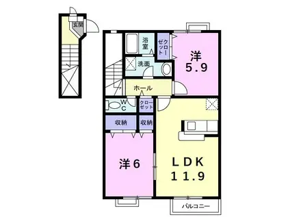 メゾンドラパンII(2LDK/2階)の間取り写真