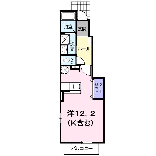 フォーゲルA(ワンルーム/1階)の間取り写真
