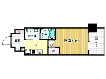 エスリード野田阪神駅前(1K/1階)の間取り写真