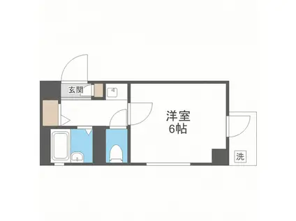 ウイング室見(1K/2階)の間取り写真