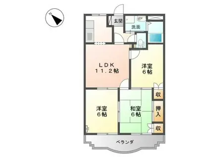サンライズ(3LDK/1階)の間取り写真