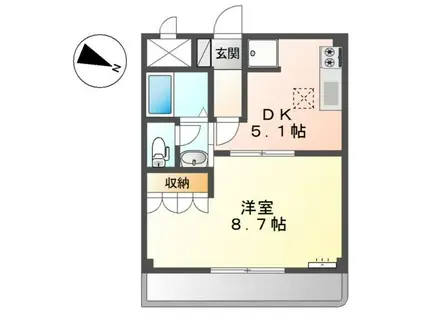 グレイス・ヒルズIII(1DK/1階)の間取り写真