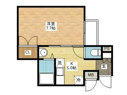 BRAVASーI(1K/4階)の間取り写真