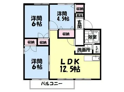 レインボーホームA(3LDK/1階)の間取り写真