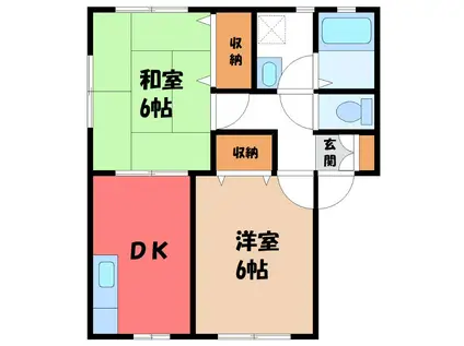 ドミトリー蒼海 B(2DK/2階)の間取り写真