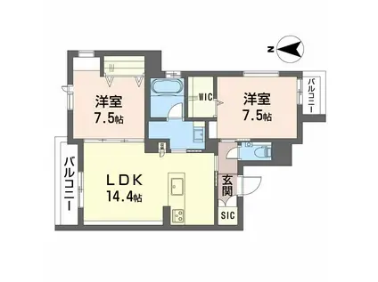 セロニアス藤が丘(2LDK/3階)の間取り写真