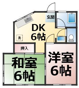 第二織田ビル(2DK/2階)の間取り写真