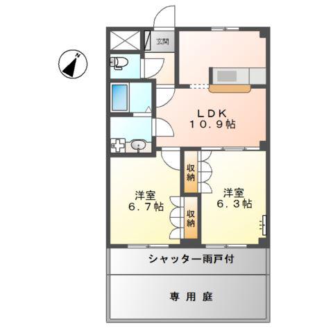 ルミナスハイム(2LDK/1階)の間取り写真