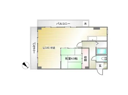 グレイスハイツ御蔵菅原(1LDK/5階)の間取り写真