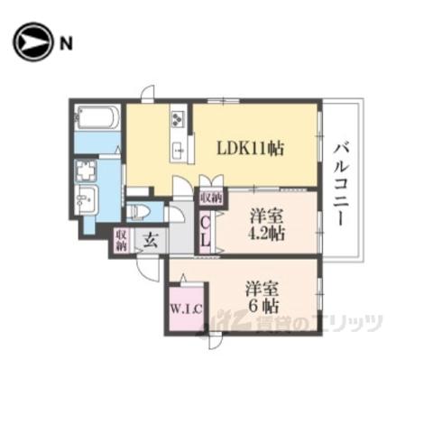 メルヴェイユ上押小路(2LDK/3階)の間取り写真