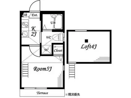 ヴィラフォレスタ(1K/1階)の間取り写真