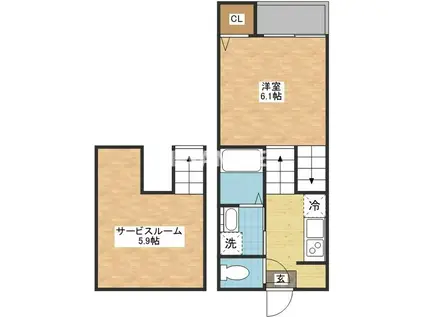 MODERN PALAZZO平和LIEBE(1SK/1階)の間取り写真