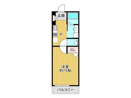 AILE岡場II(1K/4階)の間取り写真
