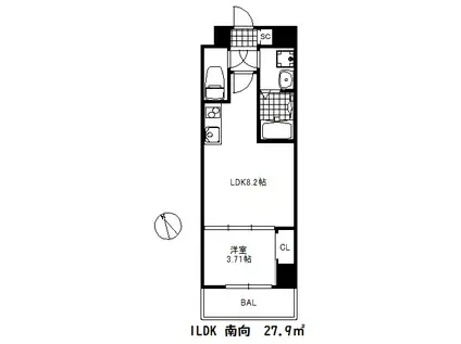 リヴィアスコウベラメール(1LDK/3階)の間取り写真