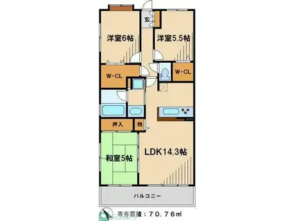 レジディア東松戸(2SLDK/2階)の間取り写真