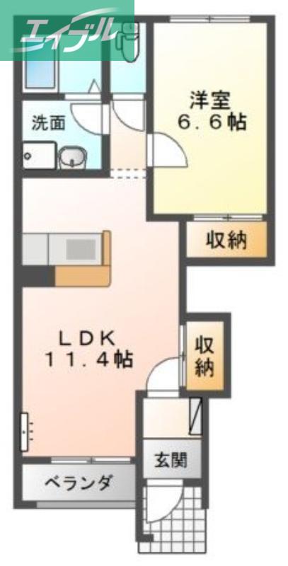 ソレアードハイムA棟(1LDK/1階)の間取り写真