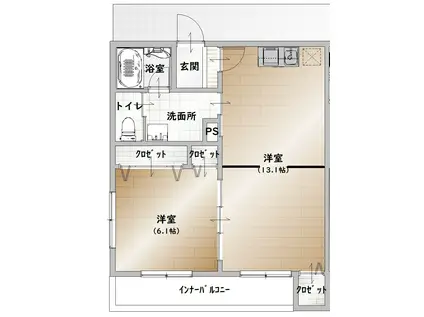 ララメゾン多古中央(2DK/1階)の間取り写真