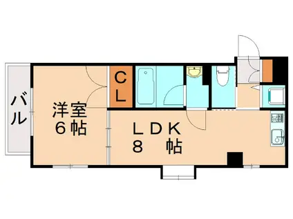 ヒルサイドA(1LDK/3階)の間取り写真
