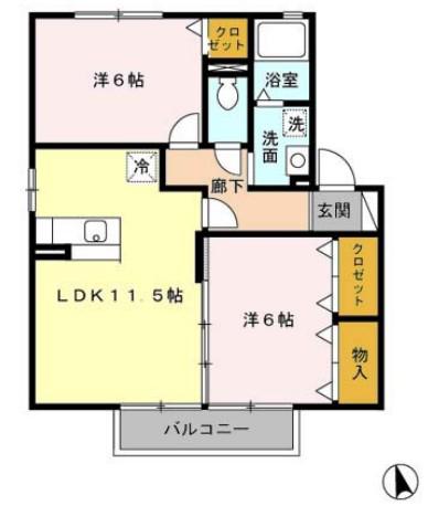 ナチュール北 C(2LDK/2階)の間取り写真