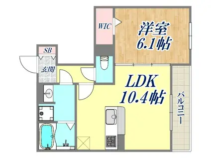 METEOR GRAND(1LDK/1階)の間取り写真