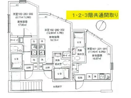 セテル能見台(1K/2階)の間取り写真