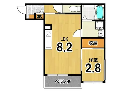 アイメゾン京都洛苑(1LDK/3階)の間取り写真