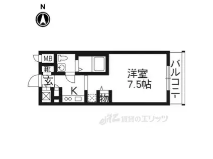 ベラジオ四条烏丸(1K/9階)の間取り写真