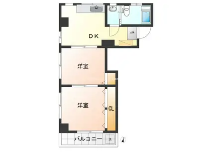 不動前マンション(2DK/3階)の間取り写真