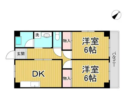 山本不動産第8ビル(2DK/2階)の間取り写真