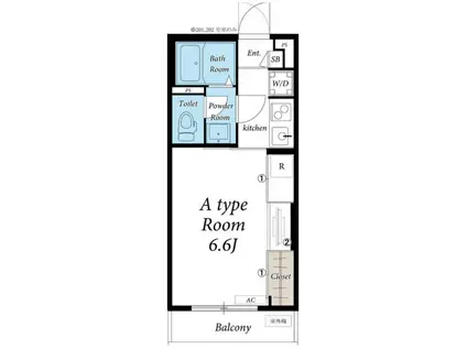 リブリ・谷津(1K/2階)の間取り写真