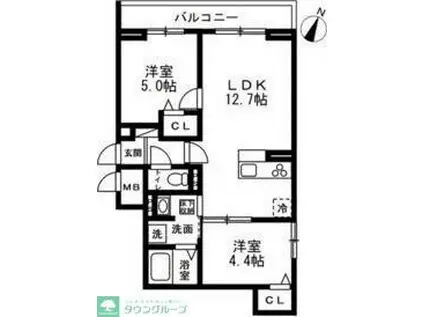 川口市戸塚2丁目 PJ(2LDK/3階)の間取り写真