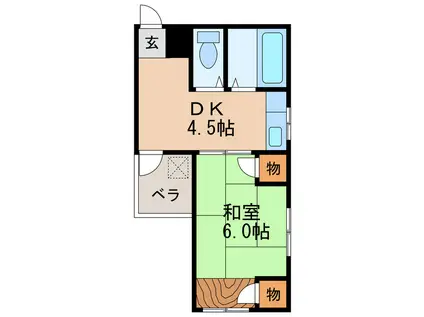 西三宝ビル(1DK/5階)の間取り写真