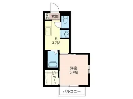 GRAND SOLEIL I(1K/1階)の間取り写真