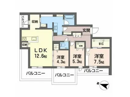 ELENA大江(3LDK/4階)の間取り写真