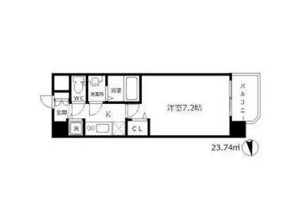 メインステージ大阪福島(1K/7階)の間取り写真