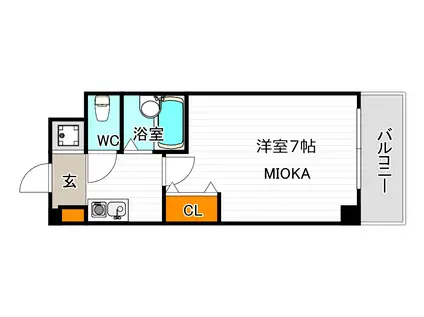 エストゥディオ・アヴァンサル(1K/7階)の間取り写真