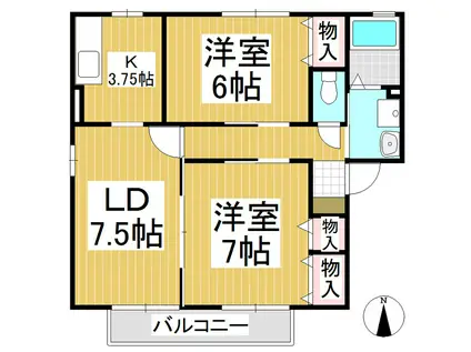 コンフォートしなの木通(2LDK/1階)の間取り写真