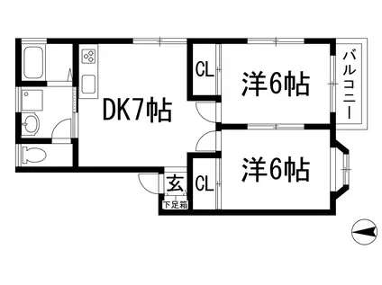 サンハイツ(2DK/2階)の間取り写真