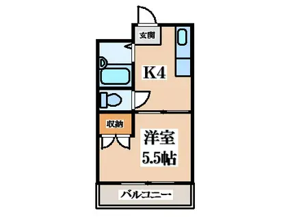 エルドムス陽光1番館(1DK/4階)の間取り写真