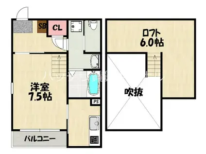 BLANCHEUR HASHIMOTO(1K/2階)の間取り写真