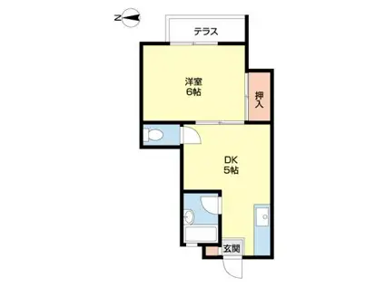 プティー山王(1DK/1階)の間取り写真