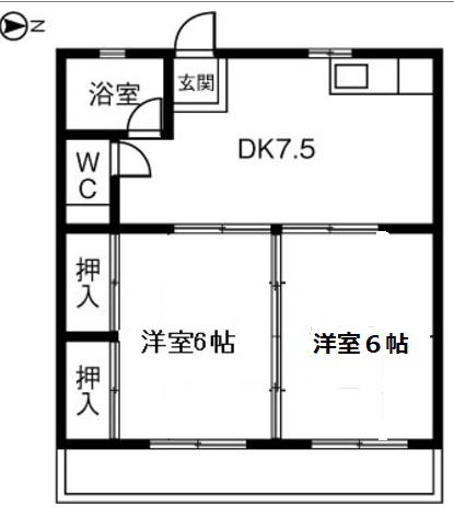 第2オカハイツ(2DK/2階)の間取り写真