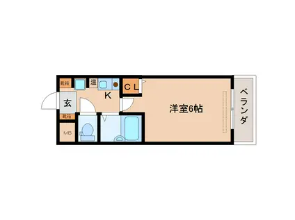 クレール花芝(1K/2階)の間取り写真