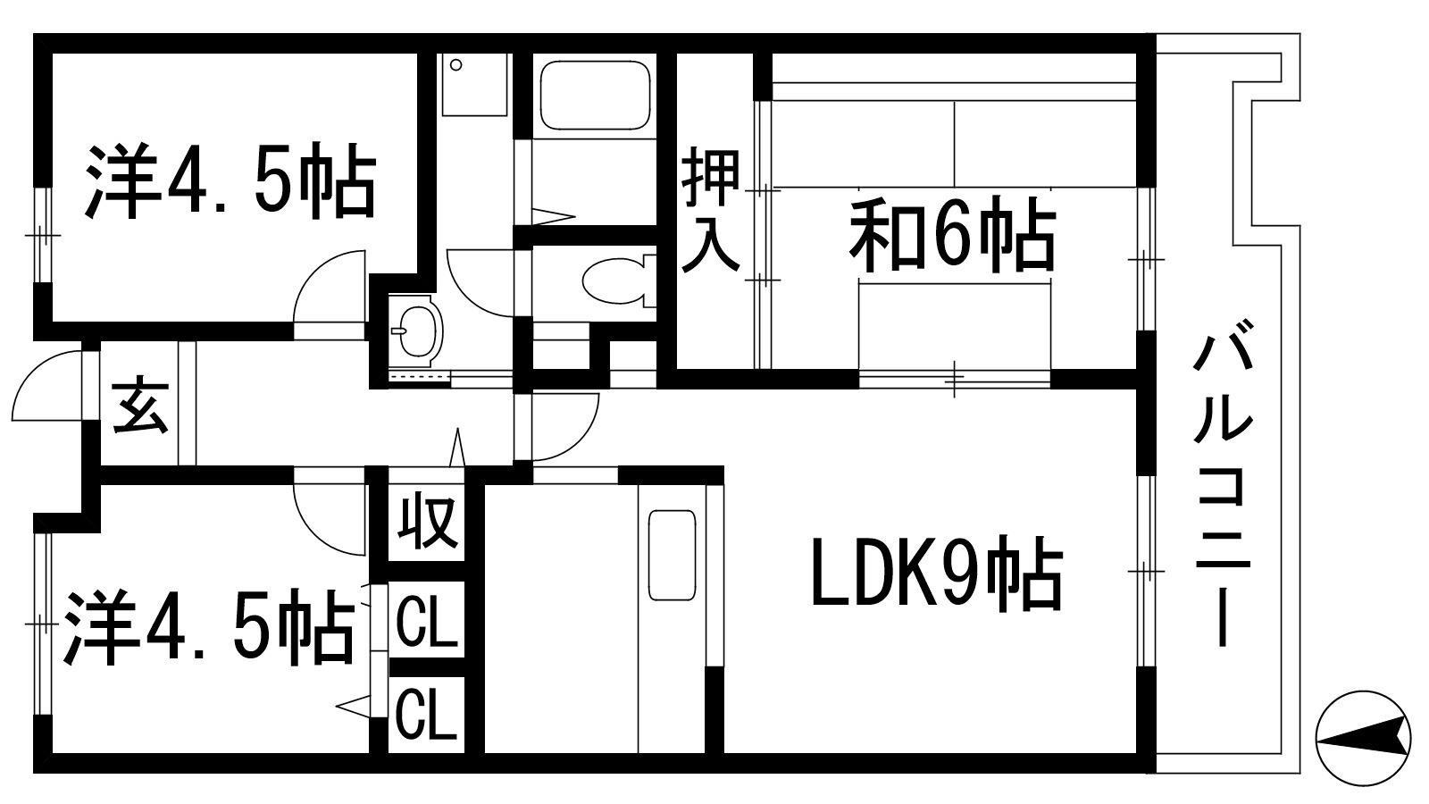 アルビス寺本1(3LDK/4階)の間取り写真