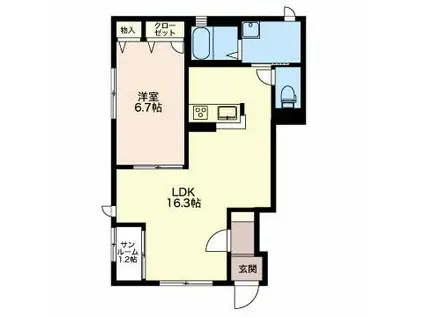 SH・ブランシェヒカル(1LDK/1階)の間取り写真