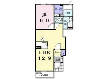 サニーヒルII(1LDK/1階)の間取り写真