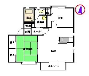 シャロームII(2LDK/2階)の間取り写真