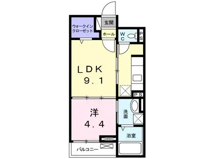 ウィンクルム(1LDK/2階)の間取り写真