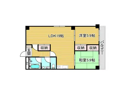 サニーハウス土山 東棟(2LDK/2階)の間取り写真